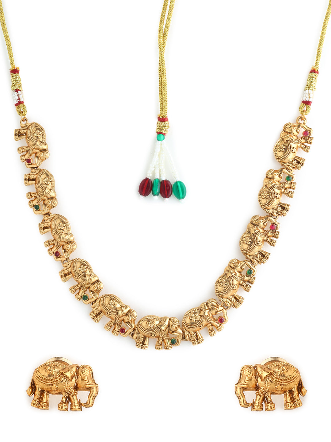 Runjhun elegant elephant design necklace set