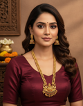 Runjhun long laxmi temple necklace set