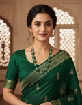 Runjhun tanjore design green necklace