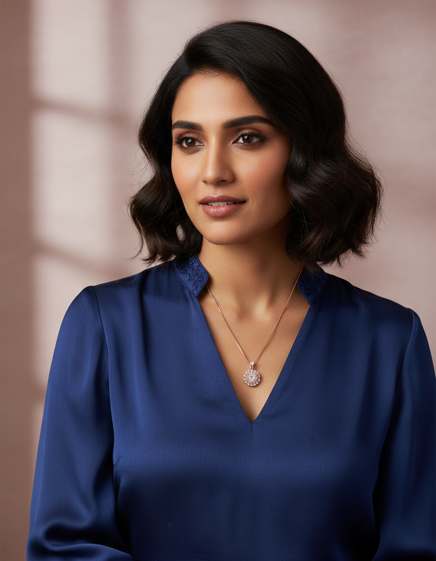 Runjhun designer rotating pendant necklace with gold chain