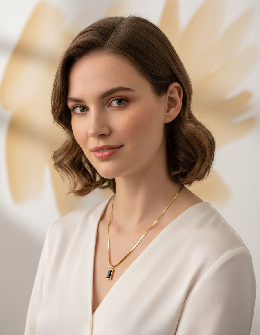 Runjhun elegant black stone pendant necklace set