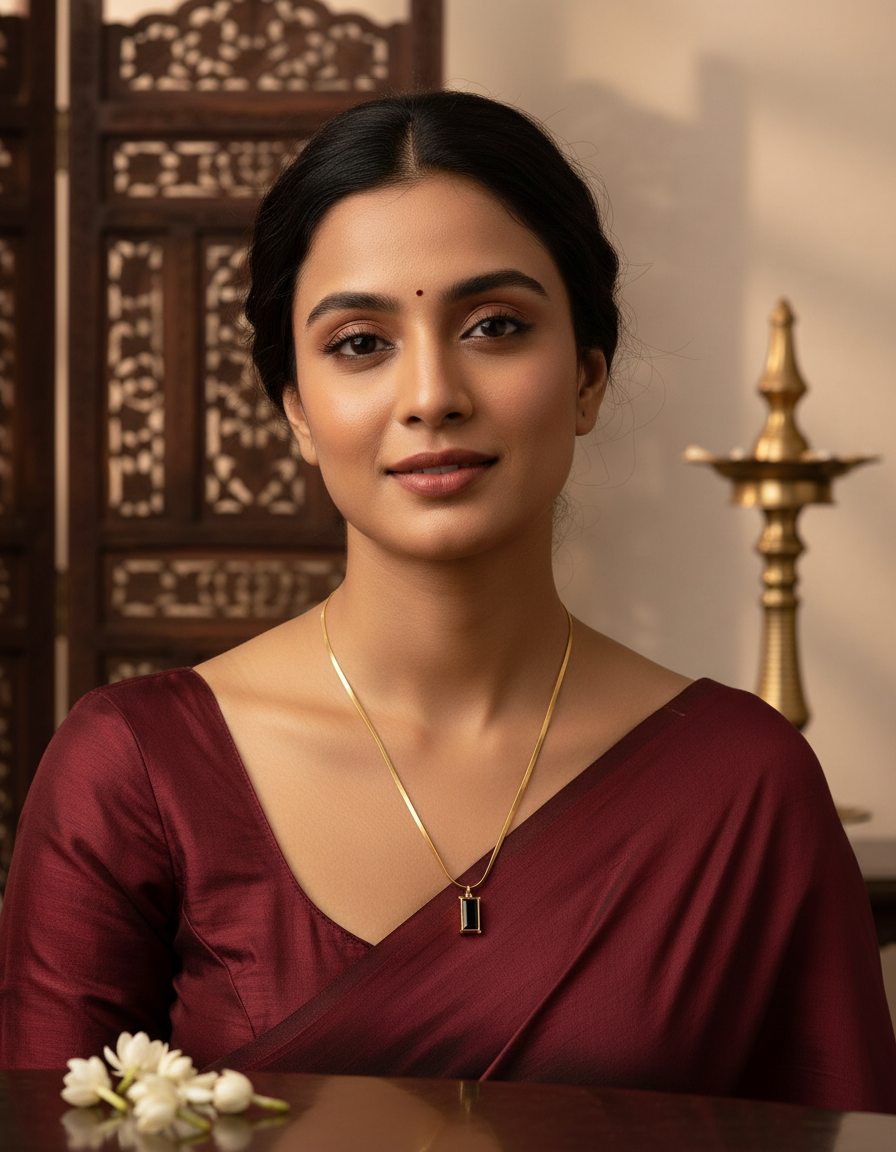Runjhun elegant black stone pendant necklace set