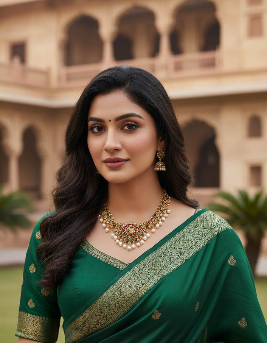 Runjhun elegant temple necklace set