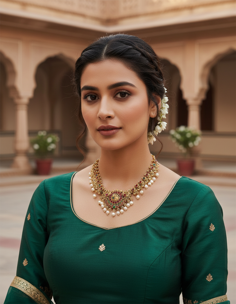 Runjhun elegant temple necklace set