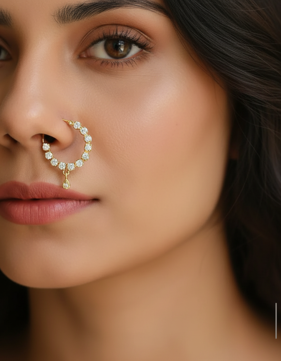 Designer american diamond nose ring