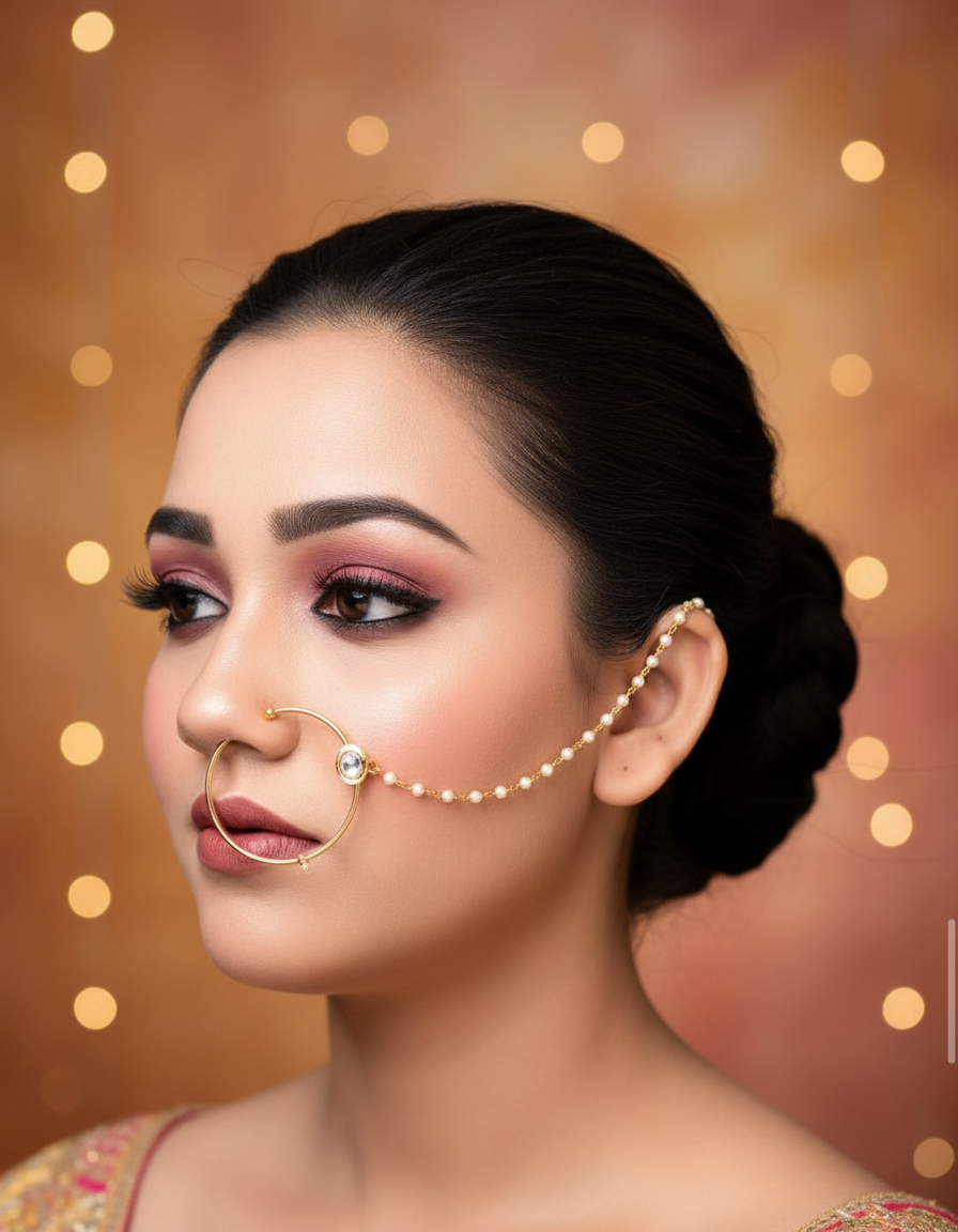 Runjhun bridal kundan nose ring