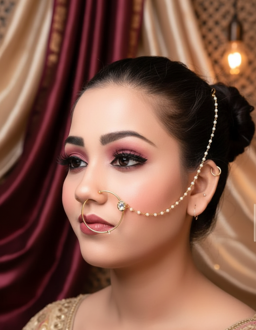 Runjhun bridal kundan nose ring