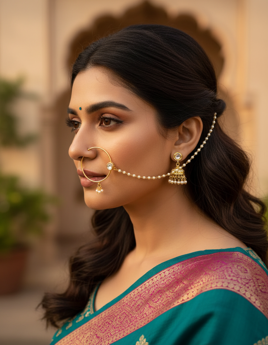 Runjhun bridal wedding nose ring