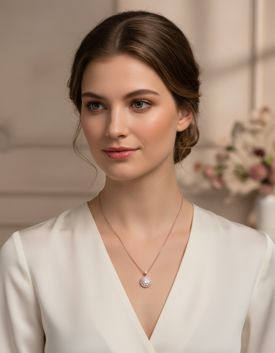 Runjhun designer rotating pendant necklace with gold chain