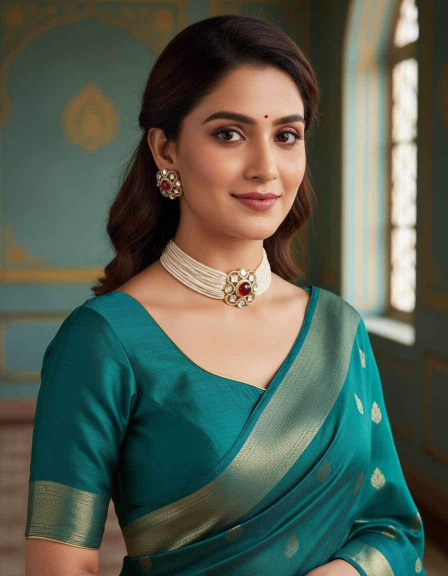 Kundan royal gold plated necklace set