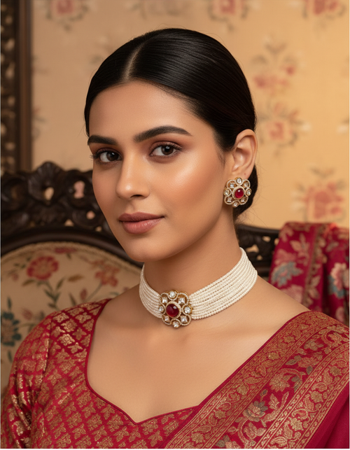 Kundan royal gold plated necklace set