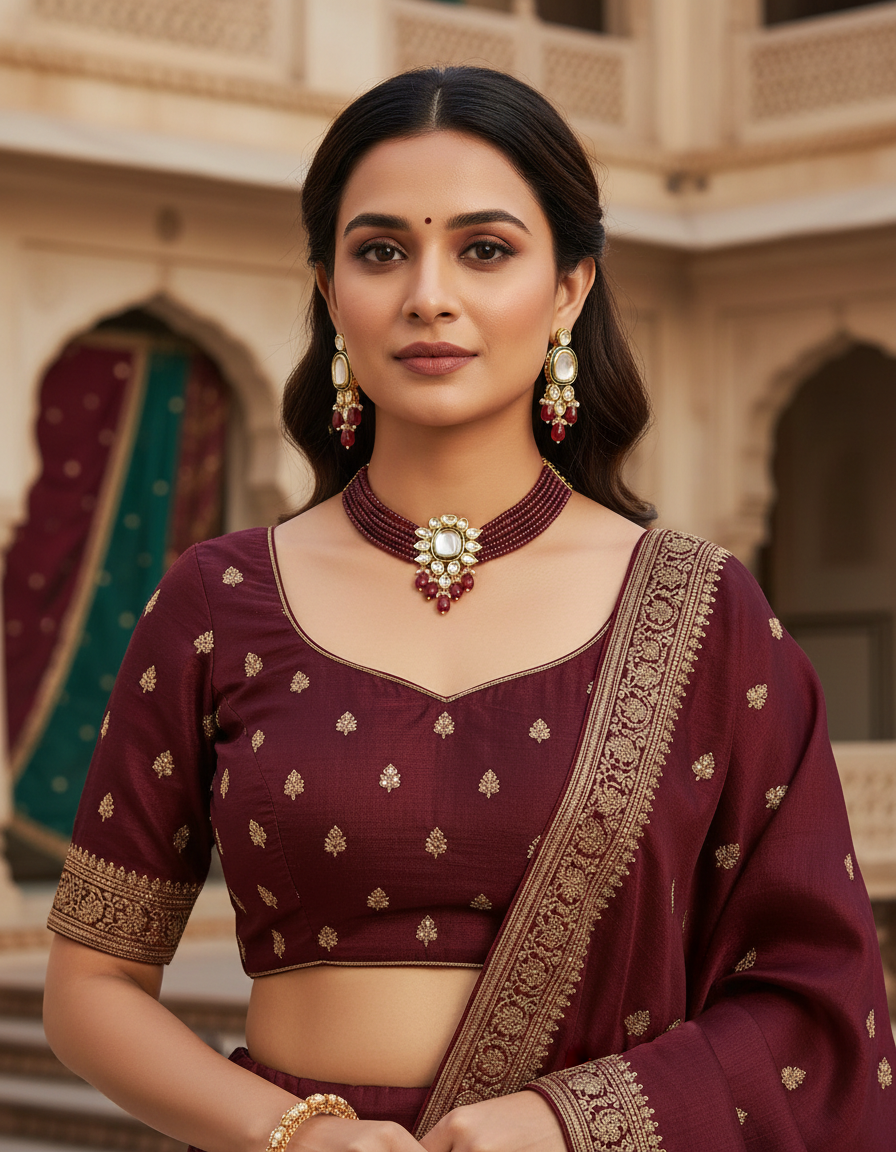 Runjhun kundan and onex beads choker set