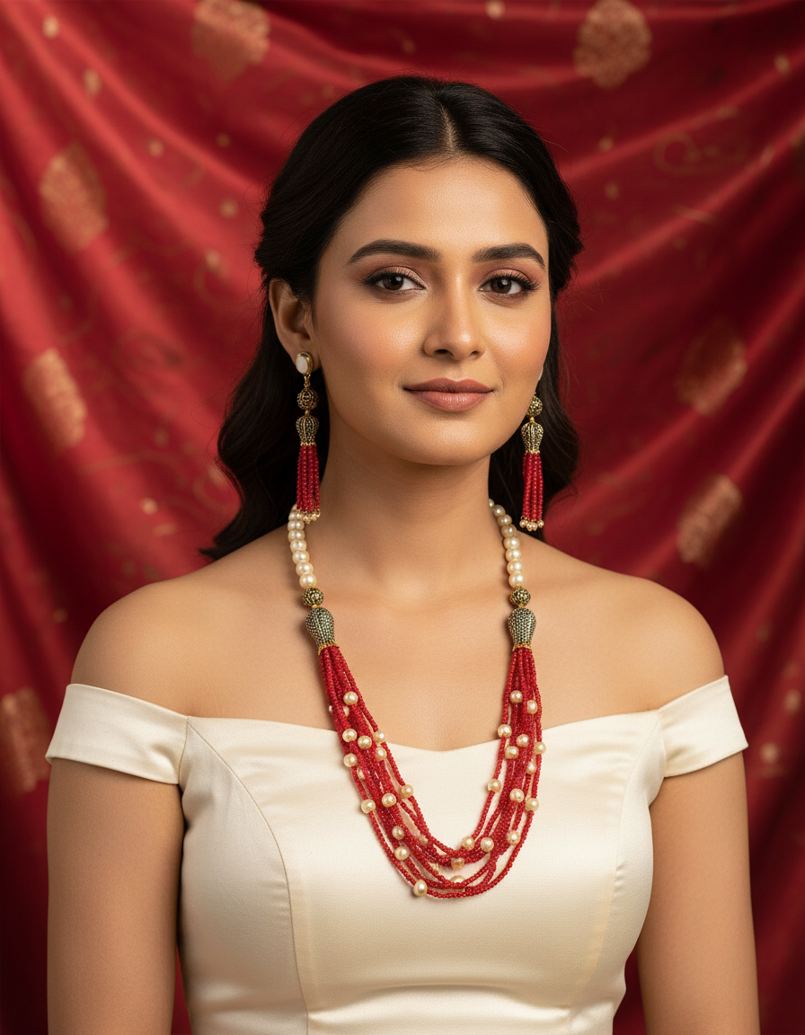 Runjhun jaipuri beads necklace set