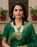 Runjhun green and white beads kundan necklace set