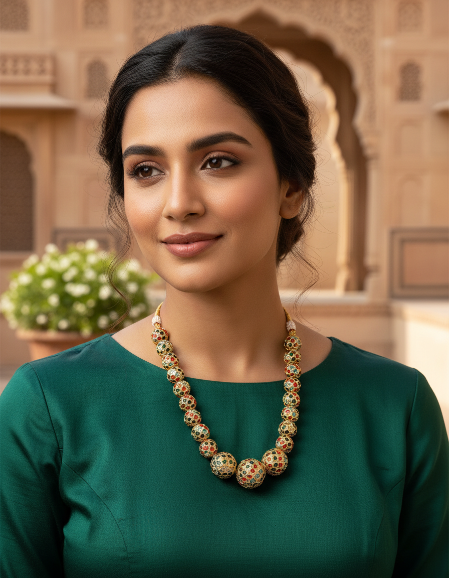 Runjhun multicolor jaipuri mala necklace