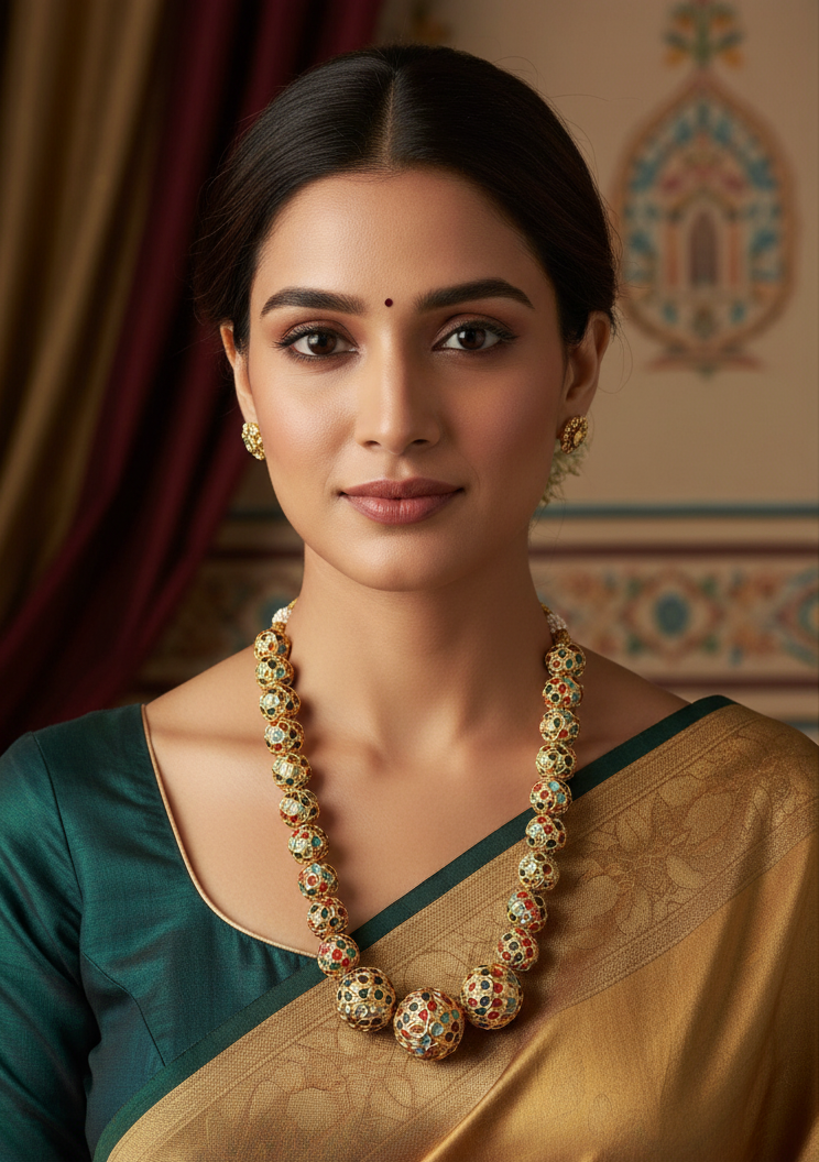 Runjhun multicolor jaipuri mala necklace