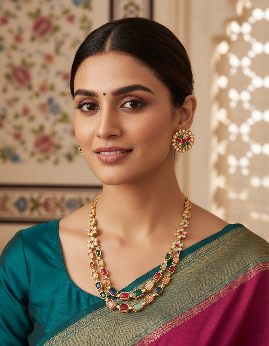 Runjhun royal multicolor necklace set