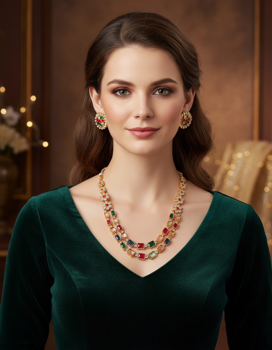 Runjhun royal multicolor necklace set