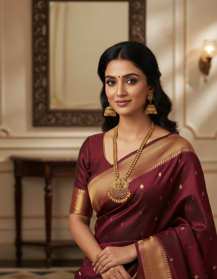 Runjhun long laxmi temple design necklace set