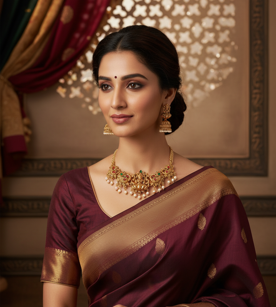 Runjhun laxmi temple design necklace set
