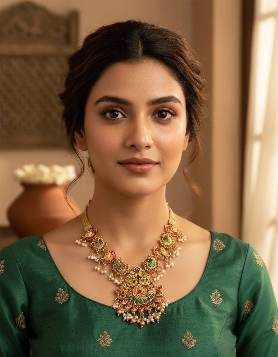 Runjhun royal temple design necklace set