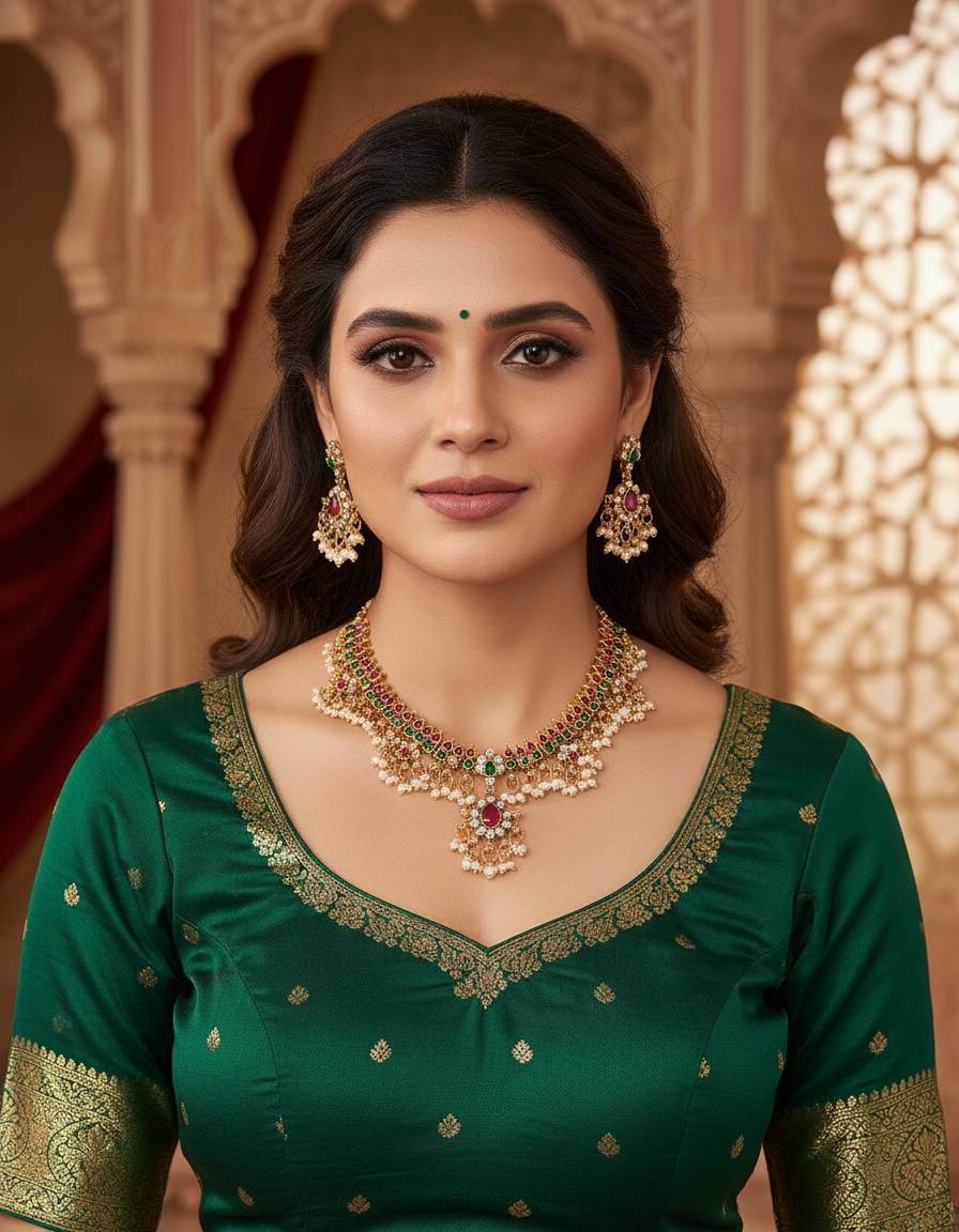 Runjhun elegant gold plated necklace set