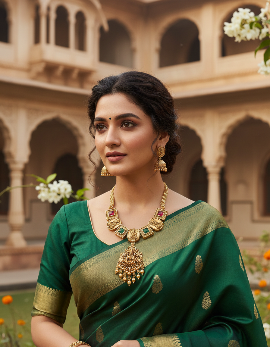 Runjhun designer gold plated necklace set