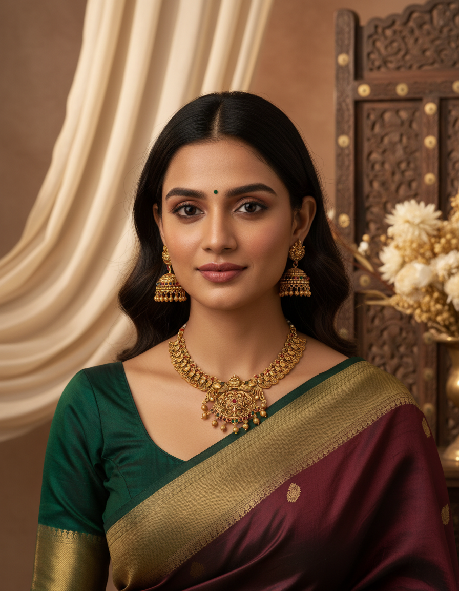 Runjhun temple design laxmi necklace set