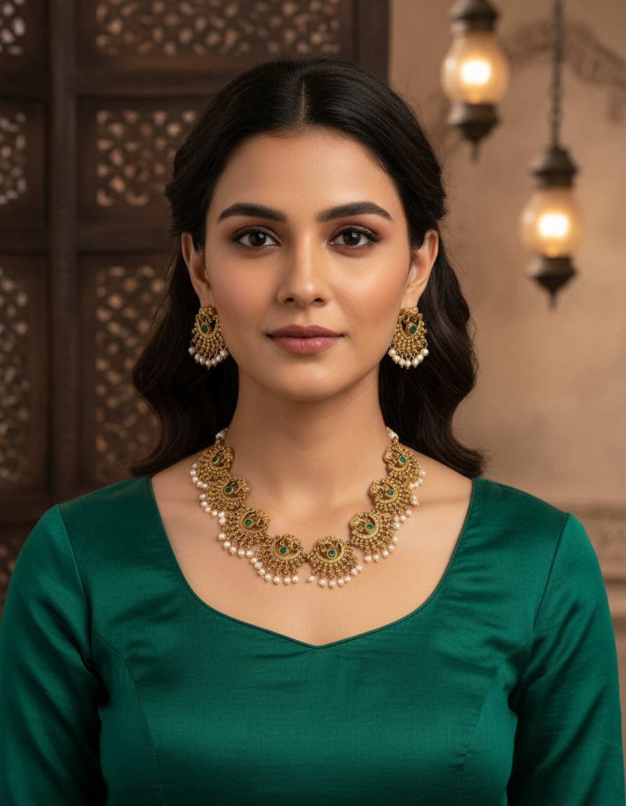 Runjhun green choker set