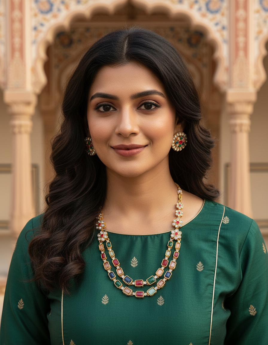 Runjhun royal multicolor necklace set
