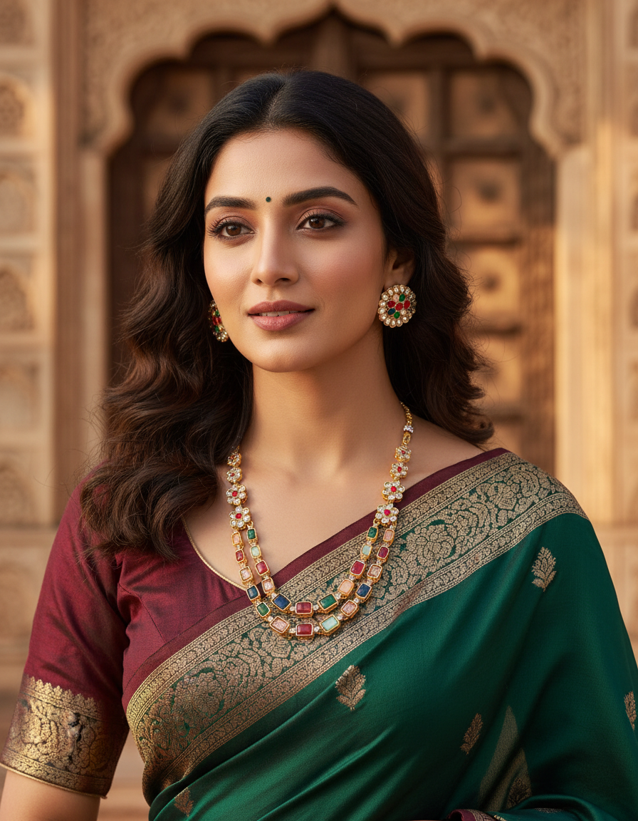 Runjhun royal multicolor necklace set