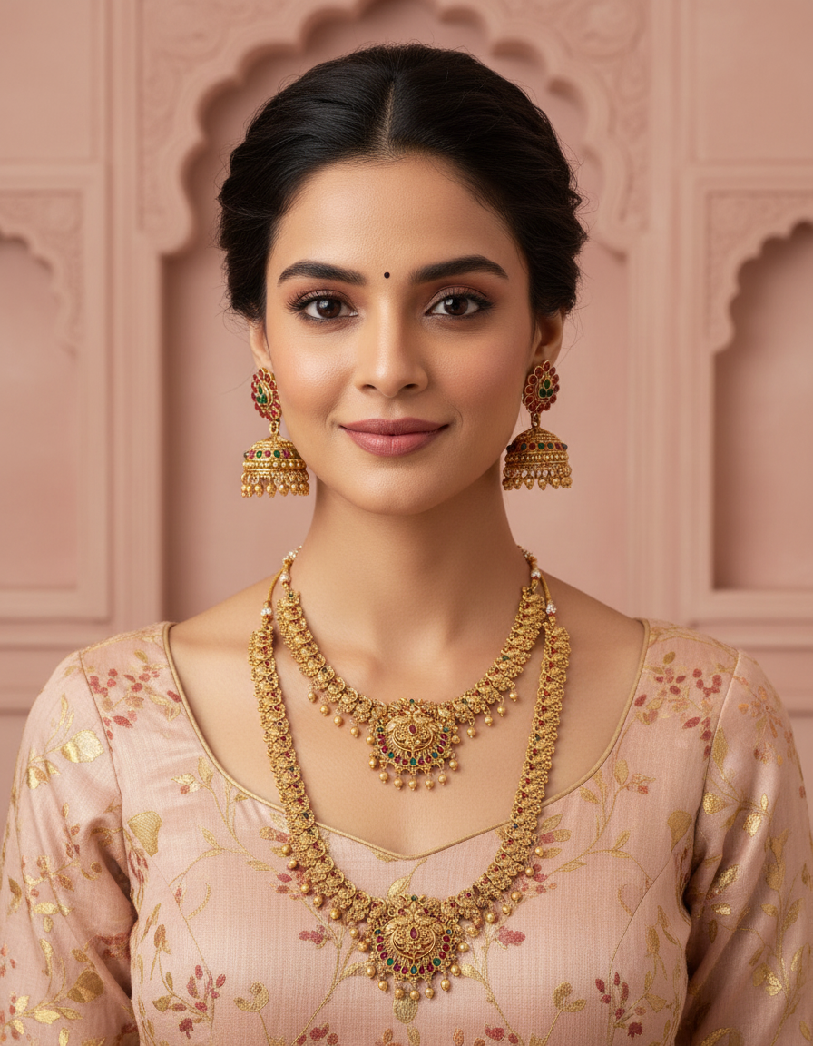 Runjhun temple design royal bridal set