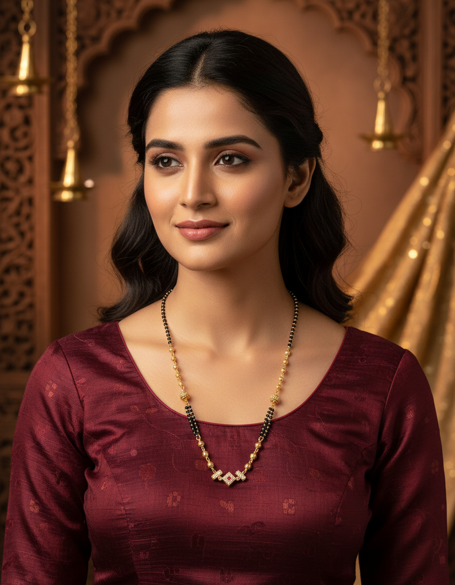 Runjhun gold plated mangalsutra