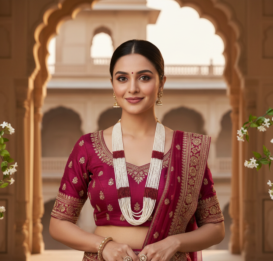 Runjhun multilayer pearl mala necklace