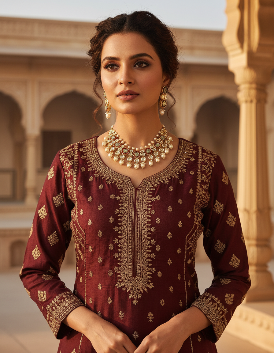 Runjhun meenakari kundan necklace set