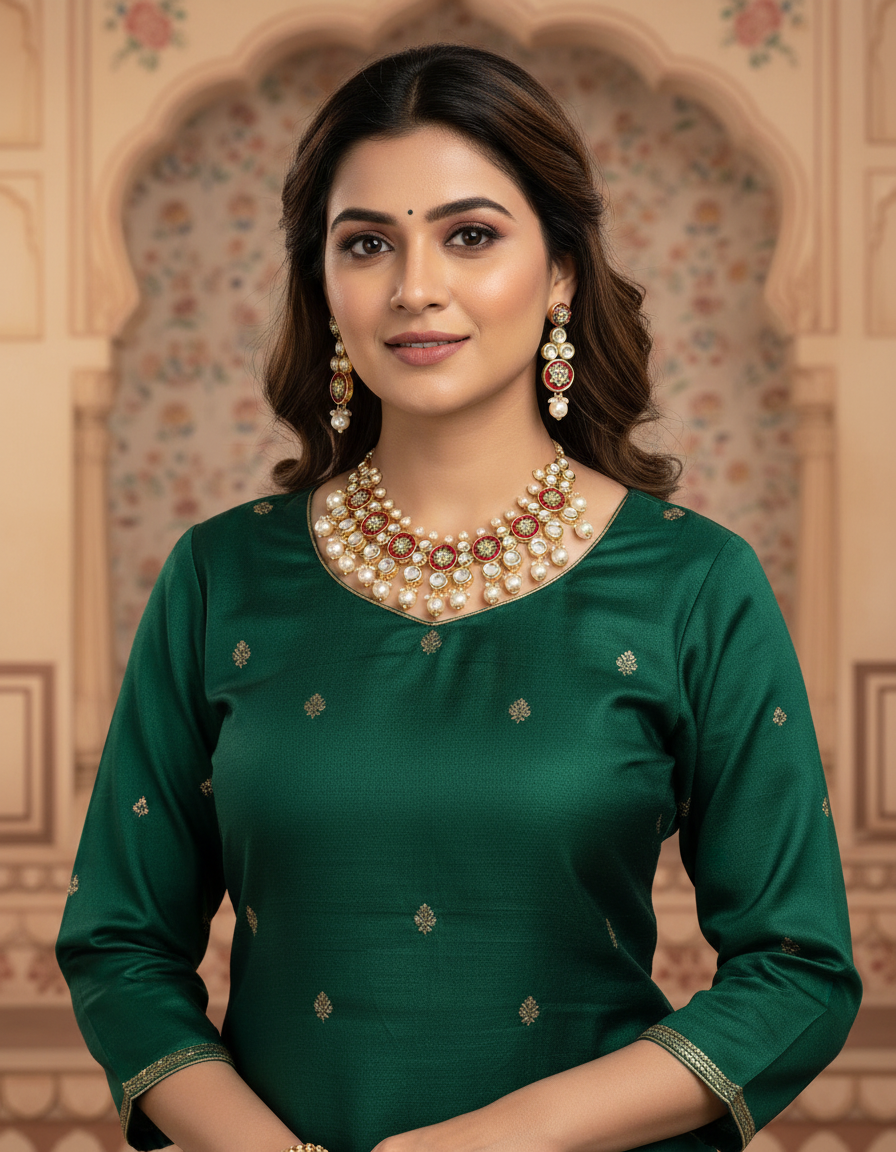Runjhun meenakari kundan necklace set