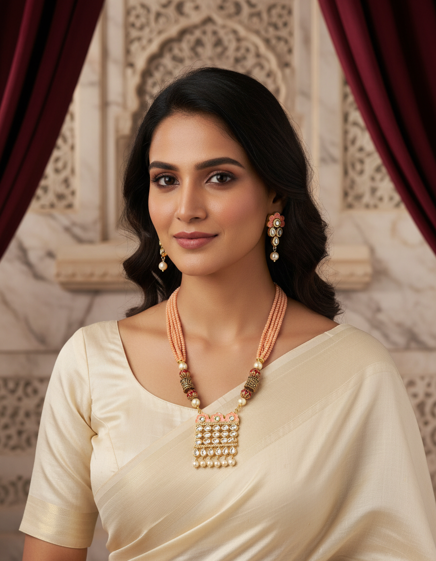 Runjhun jaipuri kundan necklace set
