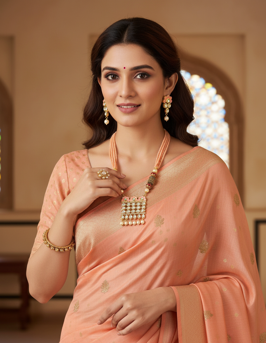 Runjhun jaipuri kundan necklace set