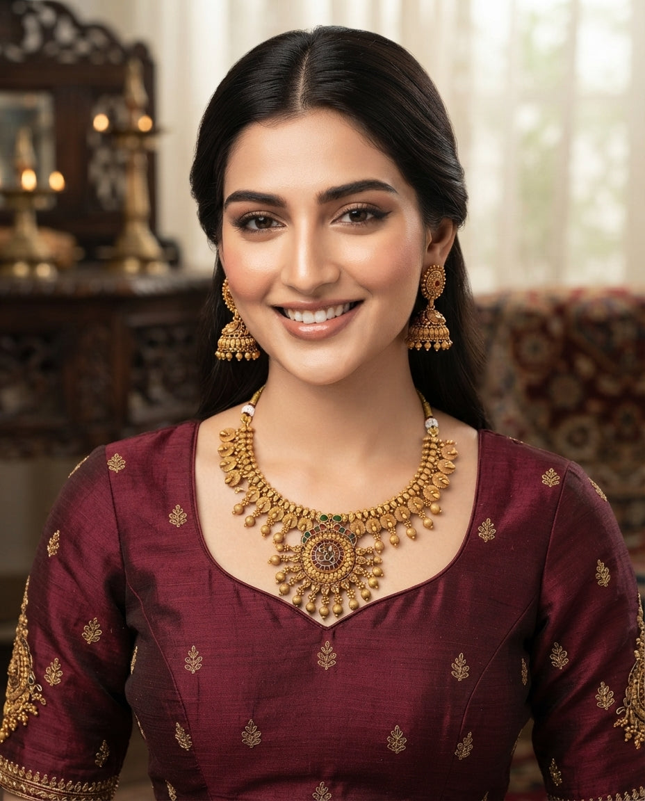 Runjhun Temple Design Elegant Necklace Set