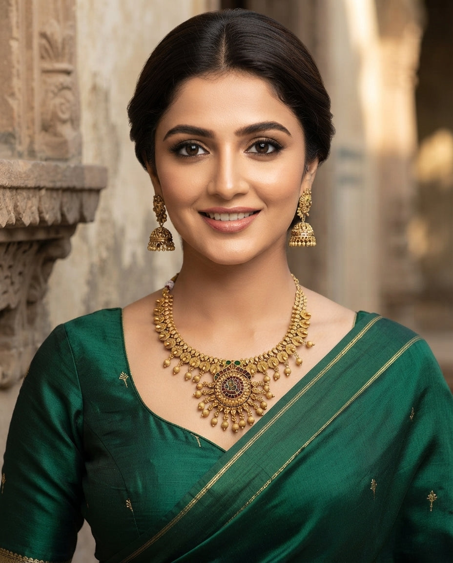 Runjhun Temple Design Elegant Necklace Set
