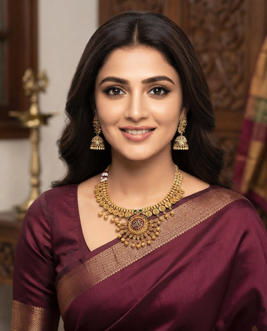 Runjhun Temple Design Elegant Necklace Set