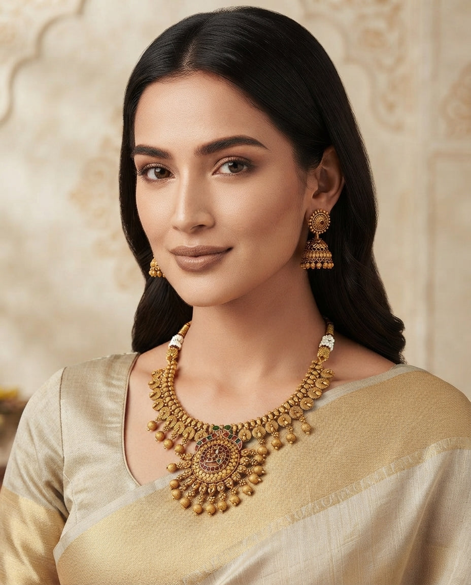 Runjhun Temple Design Elegant Necklace Set