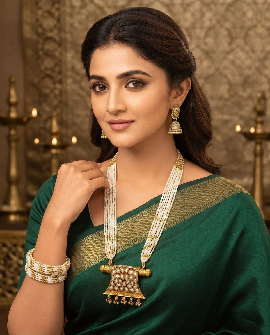 Runjhun Pendant Moti Long Set