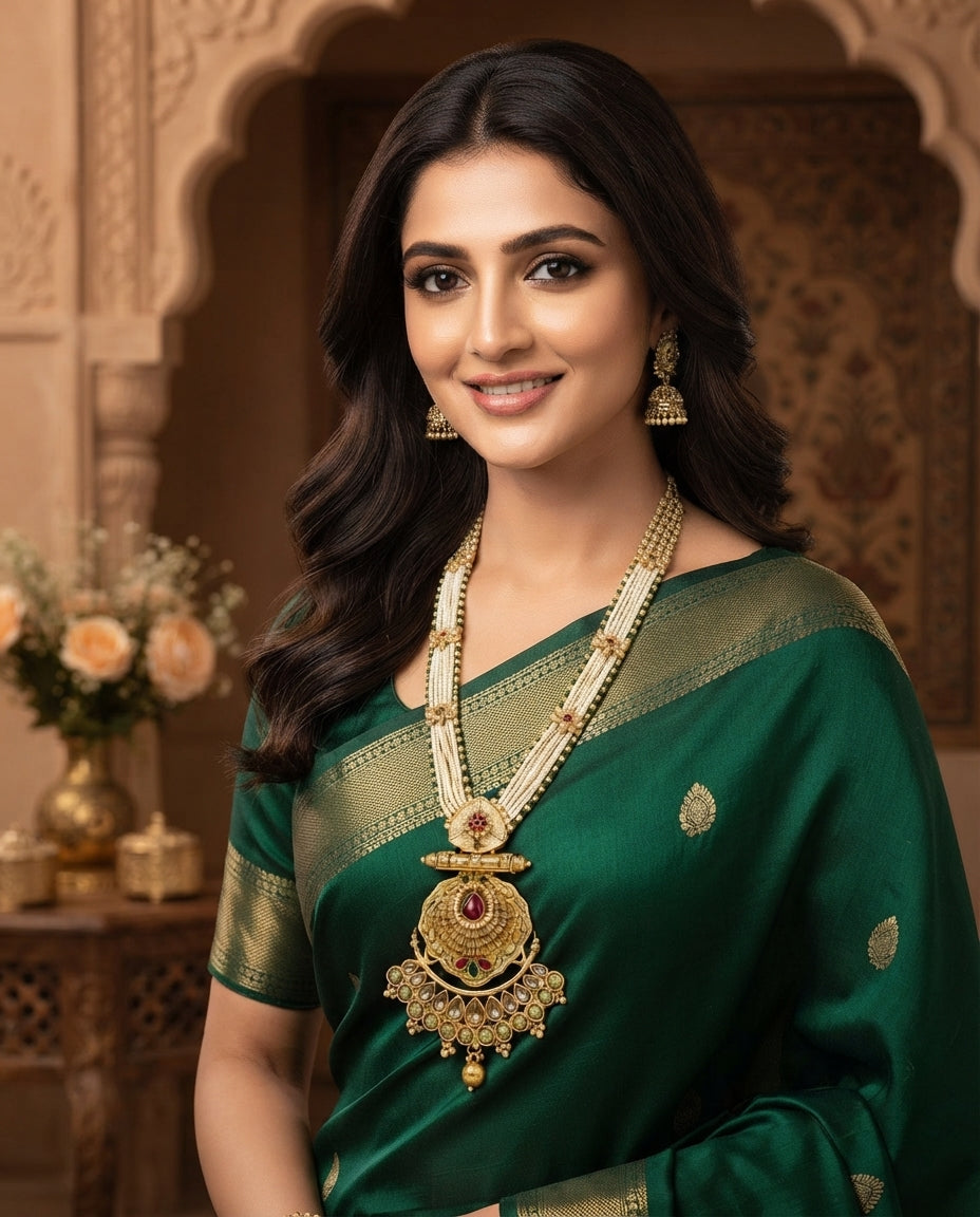 Runjhun Rajwadi Royal Pearl Long Necklace Set