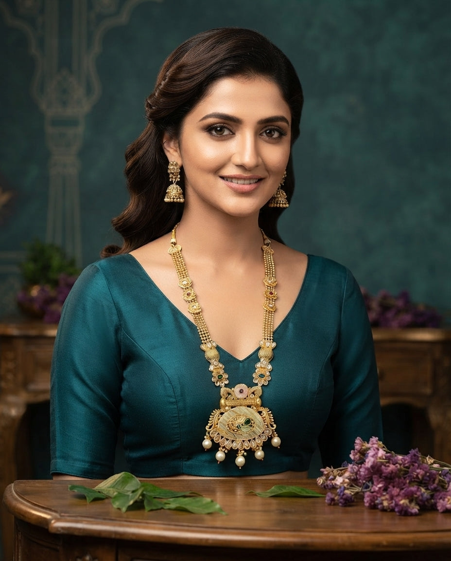 Runjhun Rajwadi Meenakari and Kundan Long Necklace Set