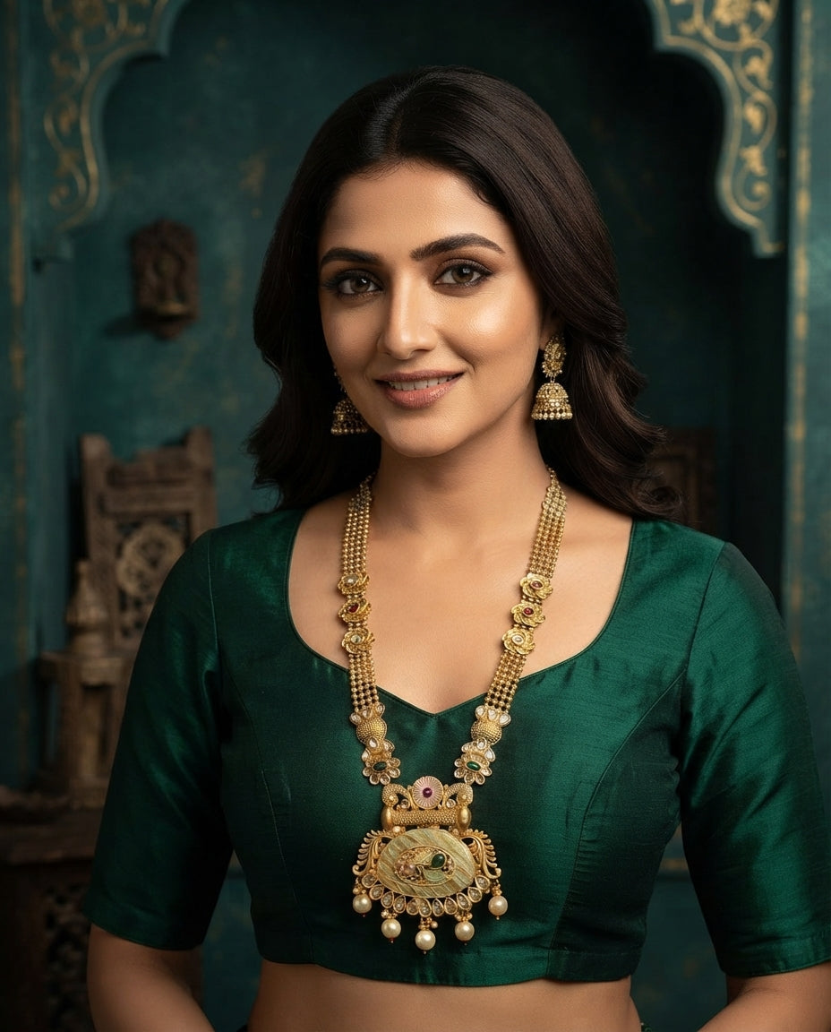 Runjhun Rajwadi Meenakari and Kundan Long Necklace Set