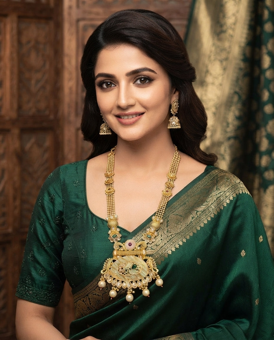 Runjhun Rajwadi Meenakari and Kundan Long Necklace Set