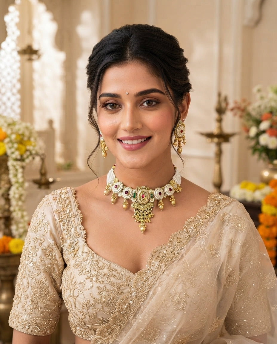Runjhun Rajwadi Meenakari and Kundan Choker Necklace Set