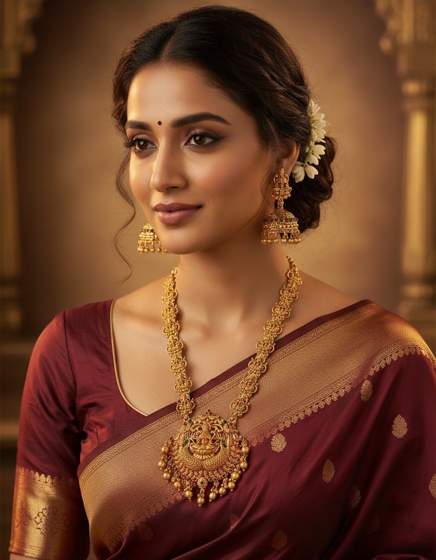 Runjhun temple design laxmi necklace set