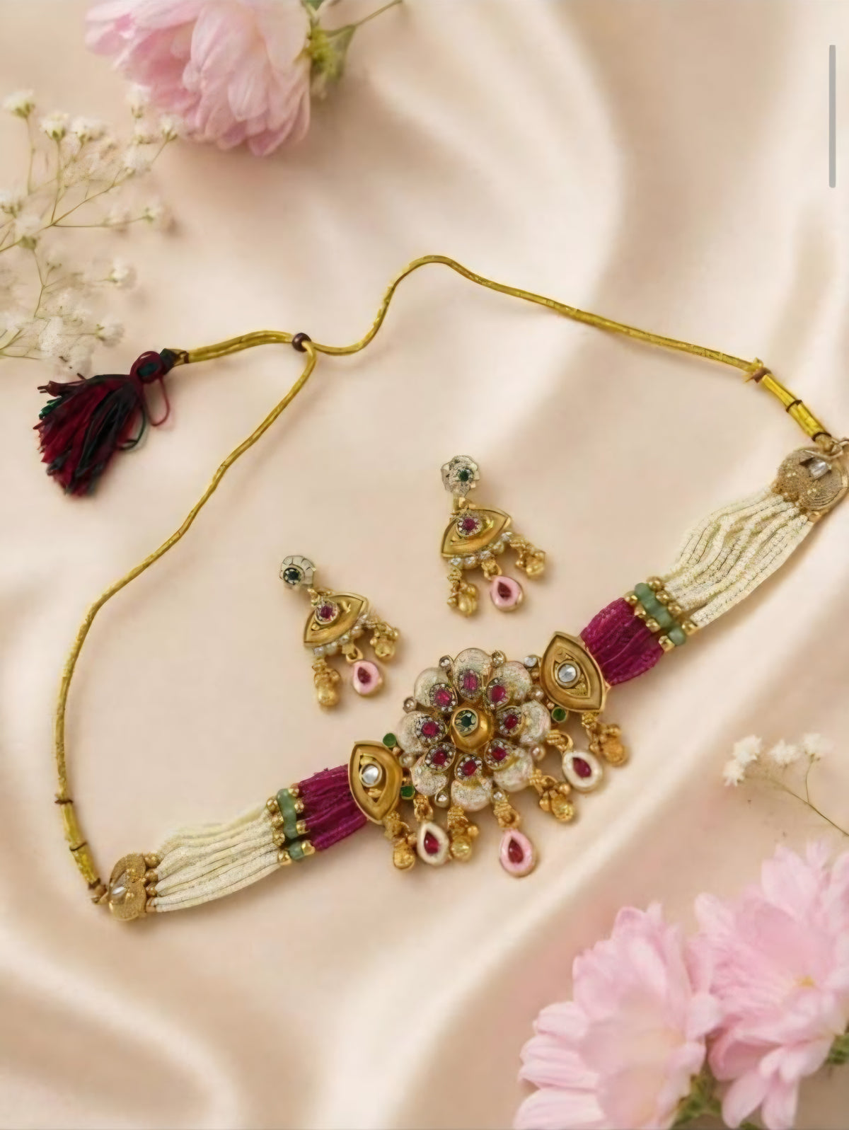 Runjhun Rajwadi Meenakari Choker Set